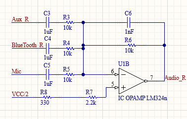 Right Audio Summing Circuit