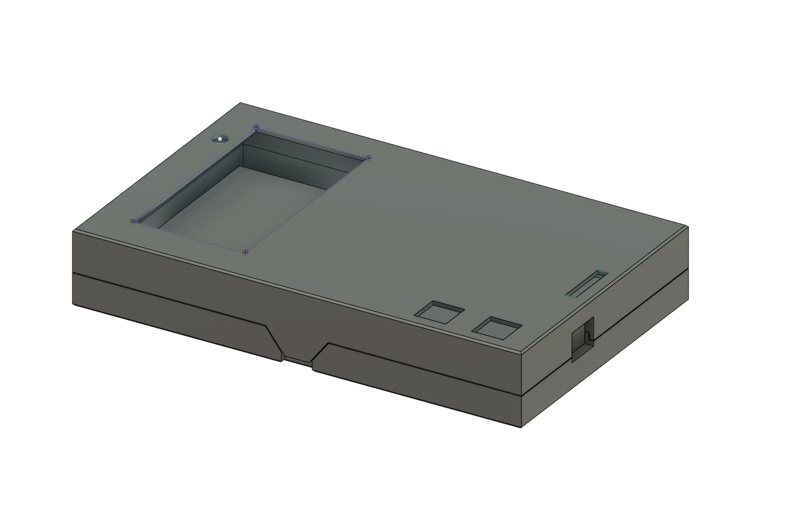 CAD rendering of the snap-fit game enclosure
